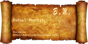 Behal Martin névjegykártya